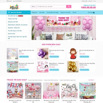 Theme wordpress bán đồ trang trí sinh nhật, tiệc cưới, party