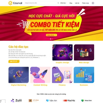 Mẫu web Bán khóa học - Có tích hợp học online - Quản lý khóa học ngay trên web